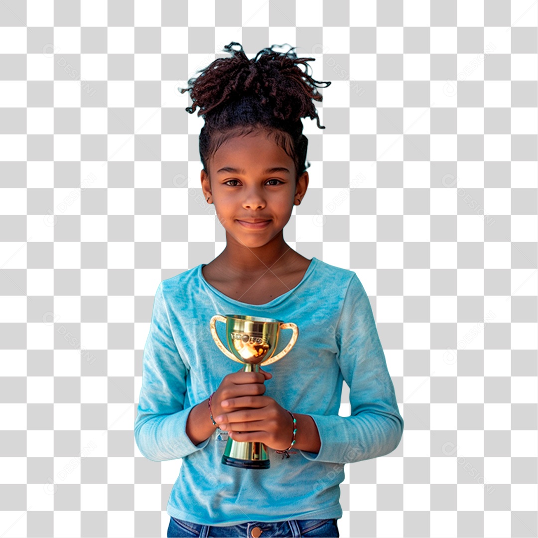 Menina Segurando Troféu PNG Transparente