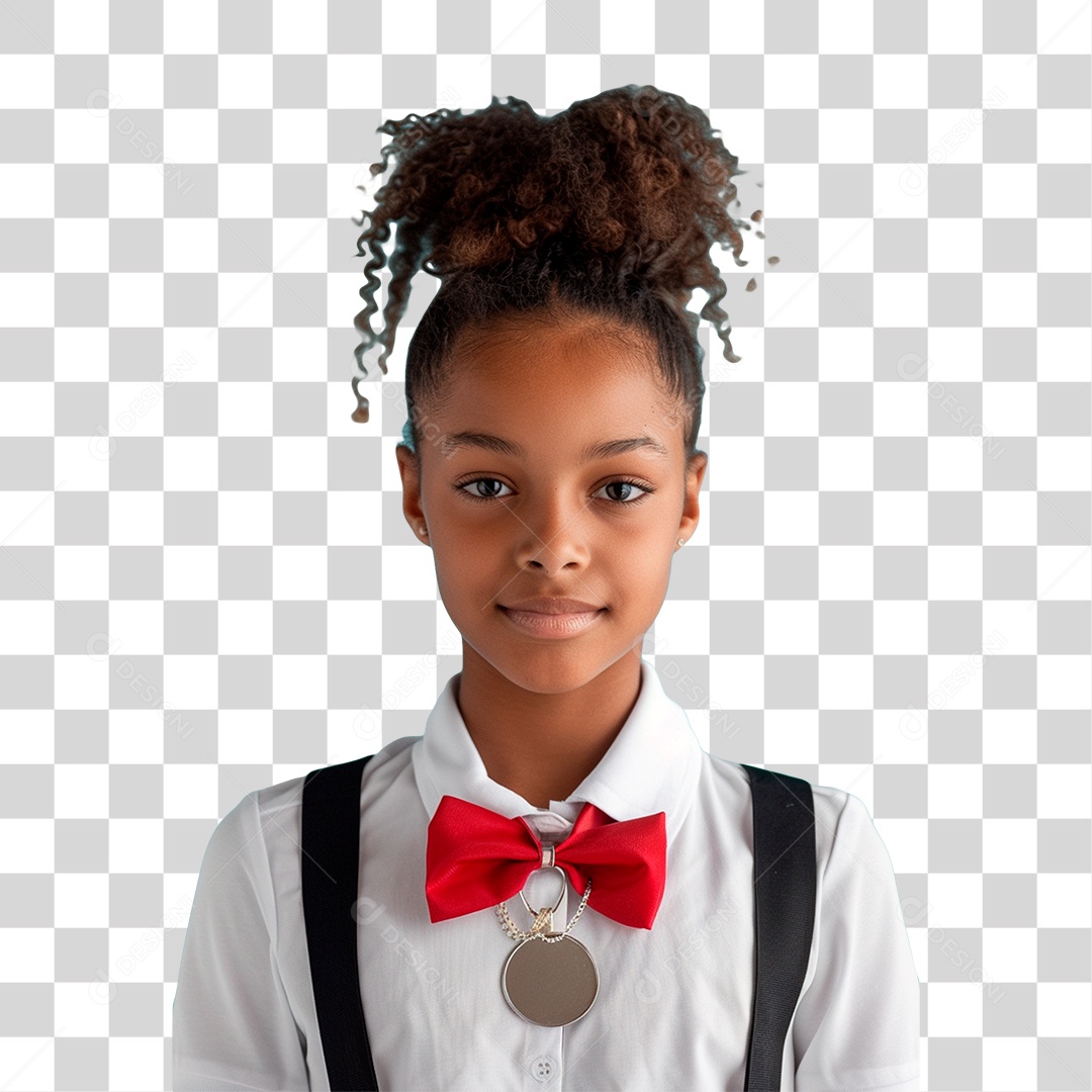 Menina com Medalha PNG Transparente