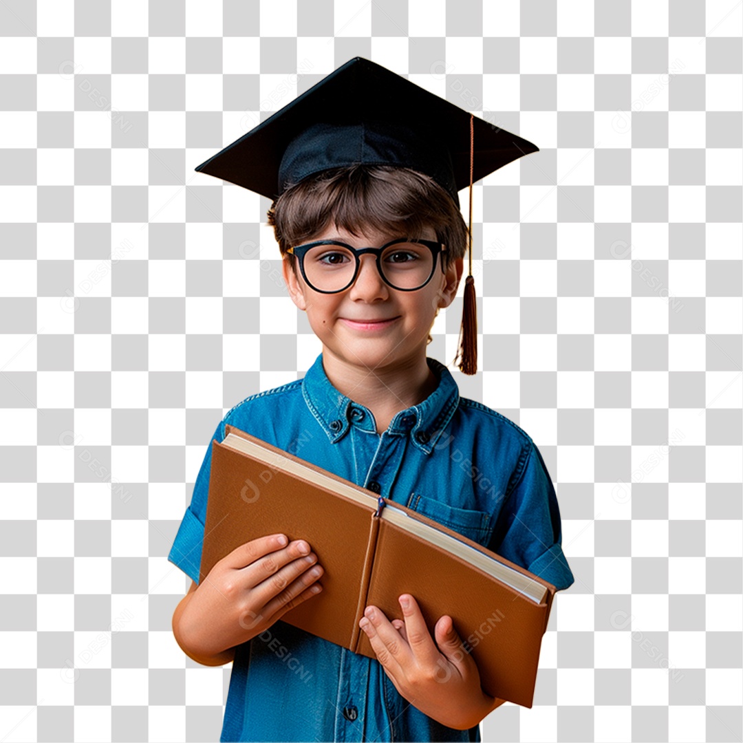 Estudante com Chapéu de Formatura PNG Transparente