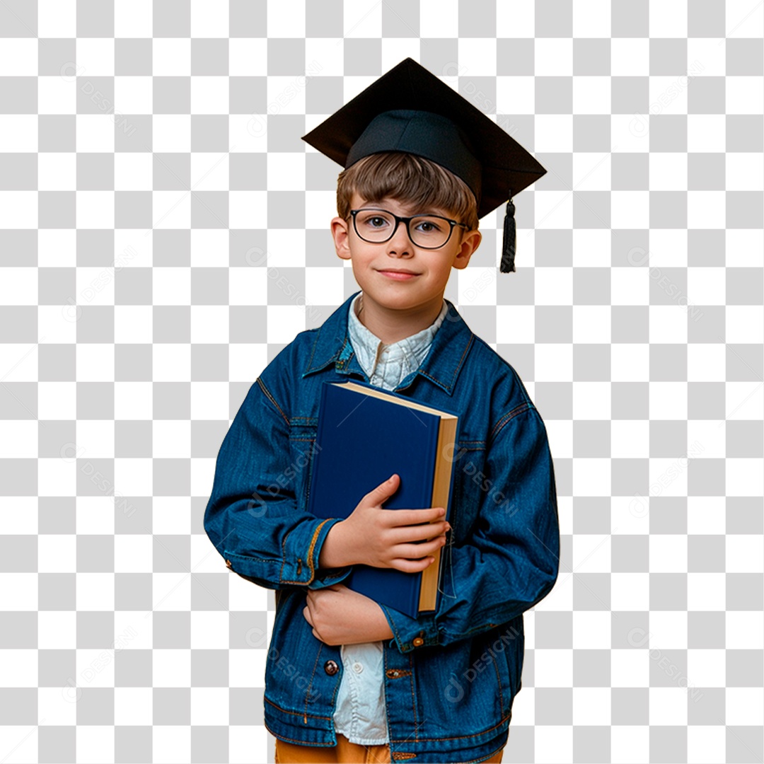 Estudante com Chapéu de Formatura PNG Transparente