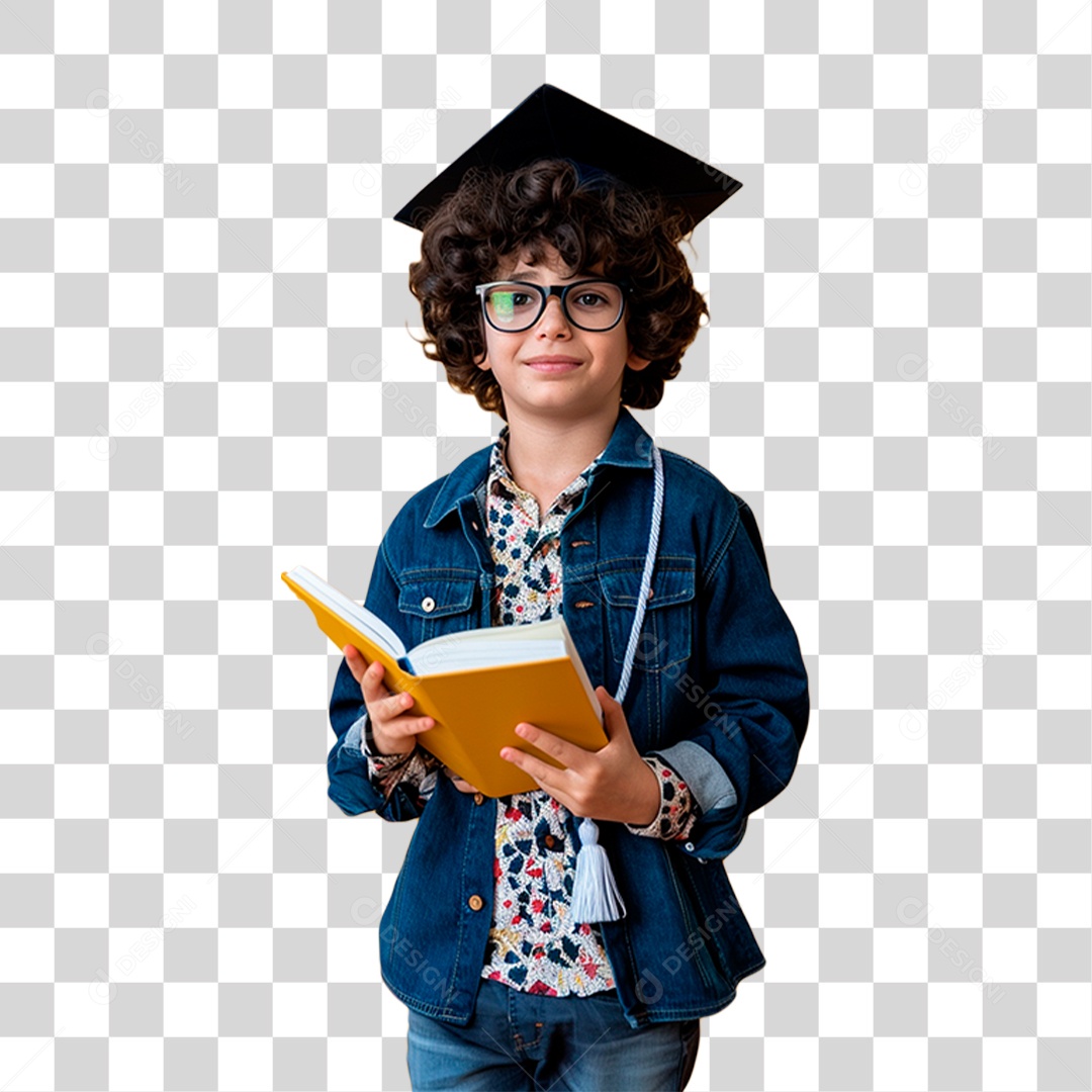Estudante com Chapéu de Formatura PNG Transparente