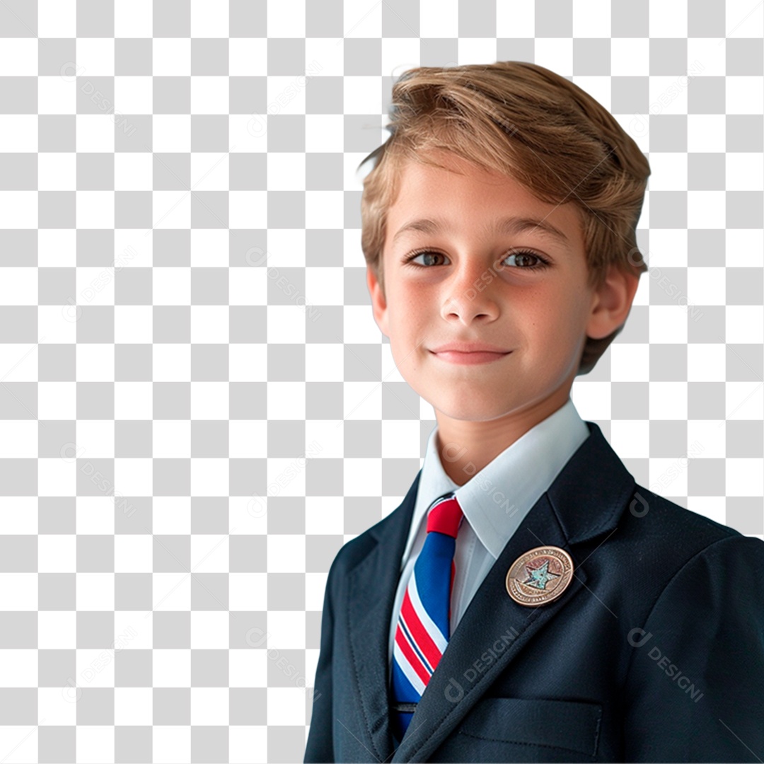 Menino com Medalha PNG Transparente