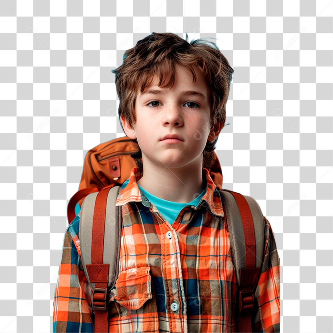 Menino com Mochila PNG Transparente
