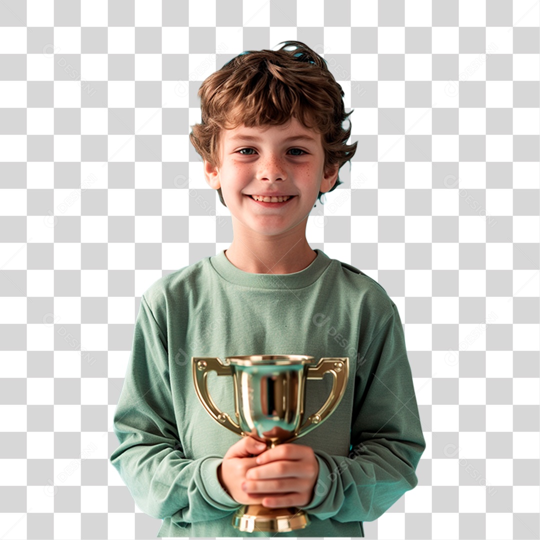 Menina Segurando Troféu PNG Transparente