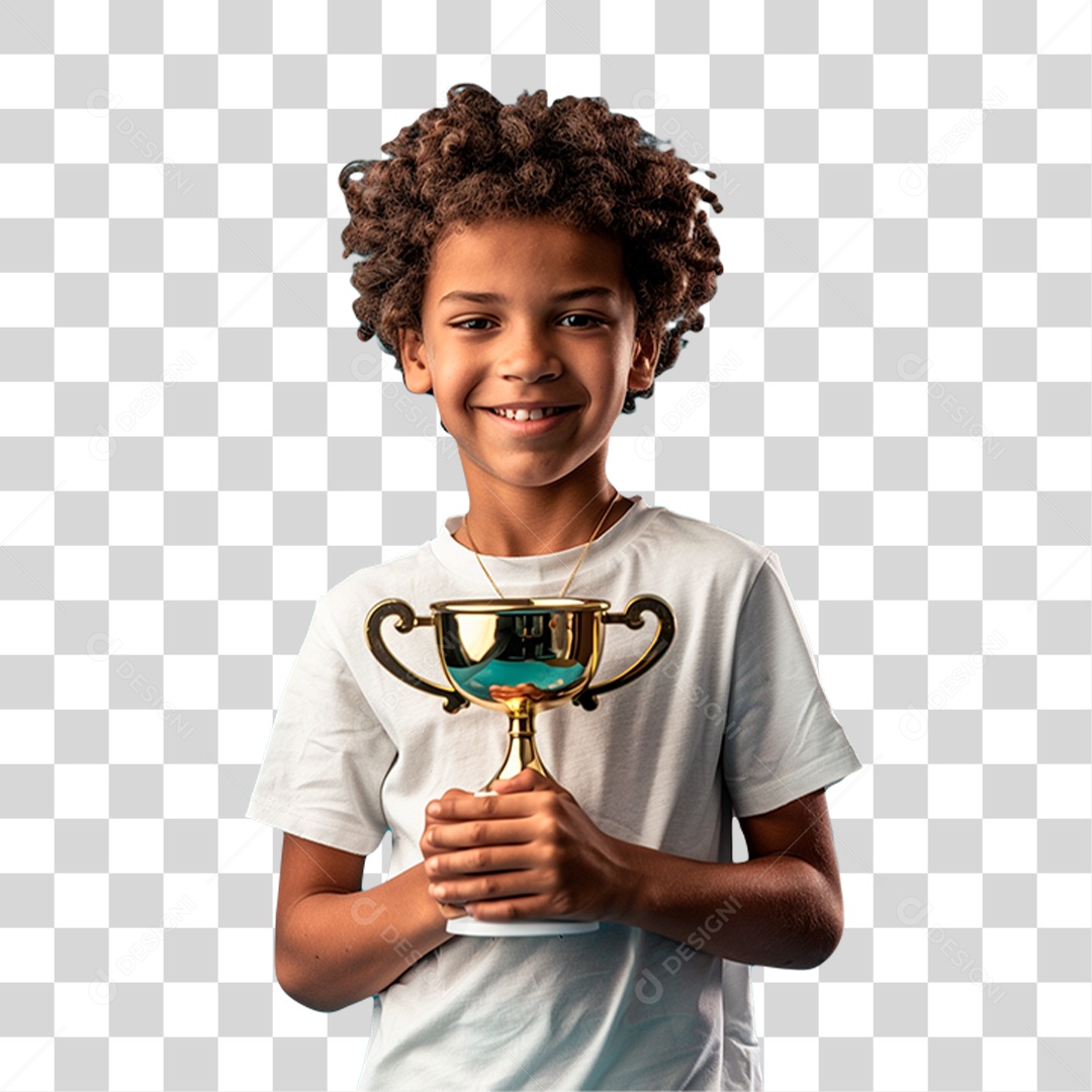 Menina Segurando Troféu PNG Transparente