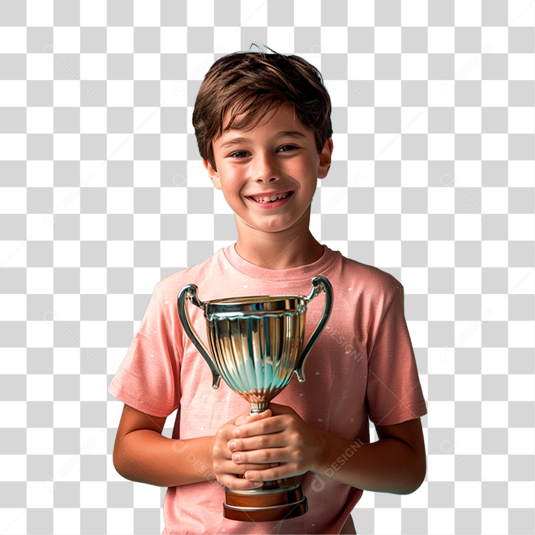 Menina Segurando Troféu PNG Transparente