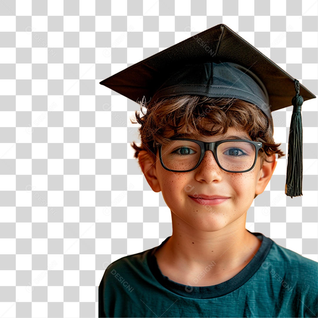 Estudante com Chapéu de Formatura PNG Transparente