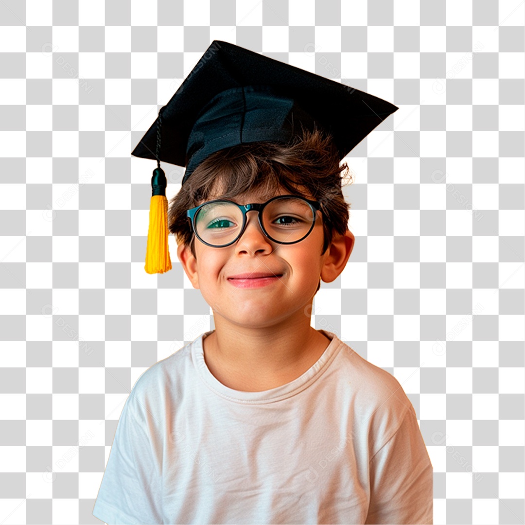 Estudante com Chapéu de Formatura PNG Transparente
