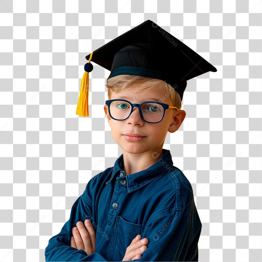 Estudante com Chapéu de Formatura PNG Transparente