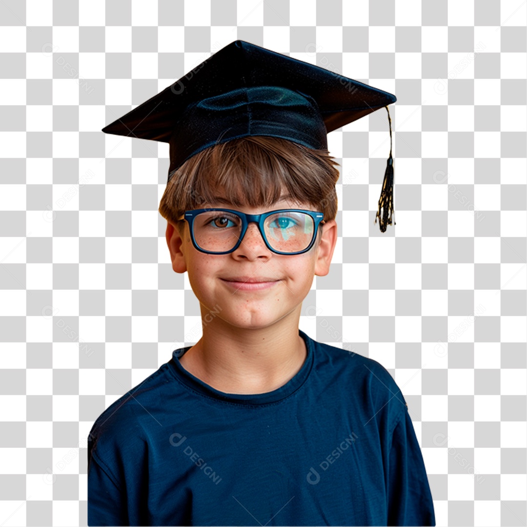 Estudante com Chapéu de Formatura PNG Transparente