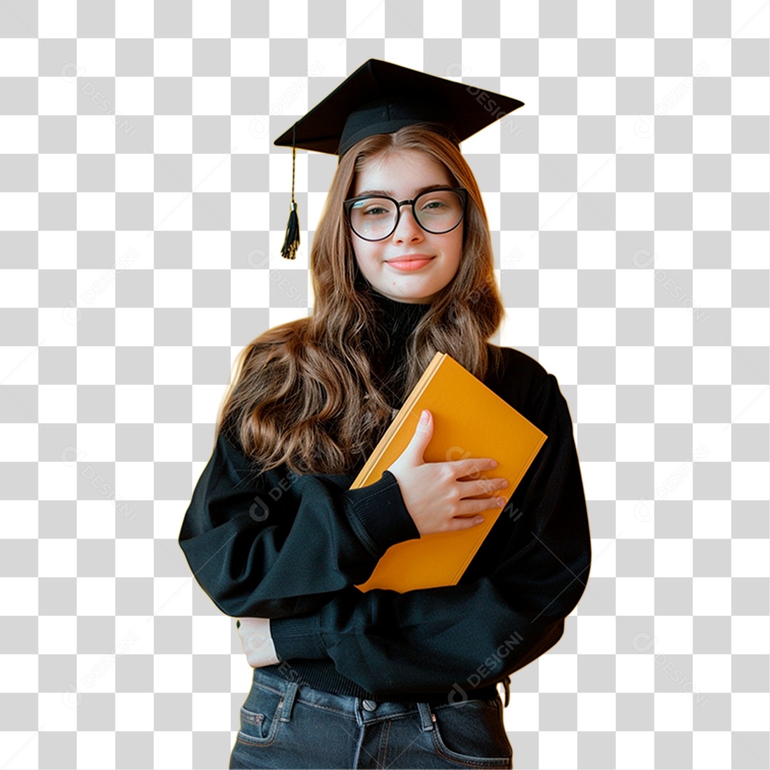 Estudante com Chapéu de Formatura PNG Transparente