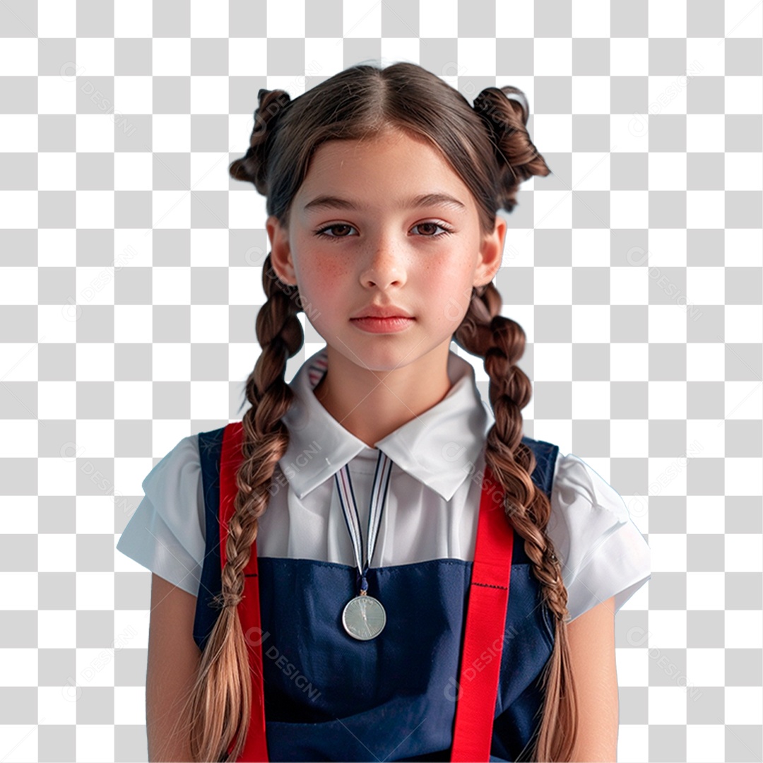 Menina com Medalha PNG Transparente