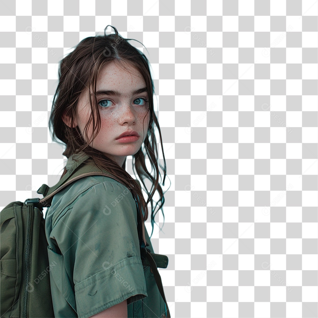 Menina com Mochila PNG Transparente
