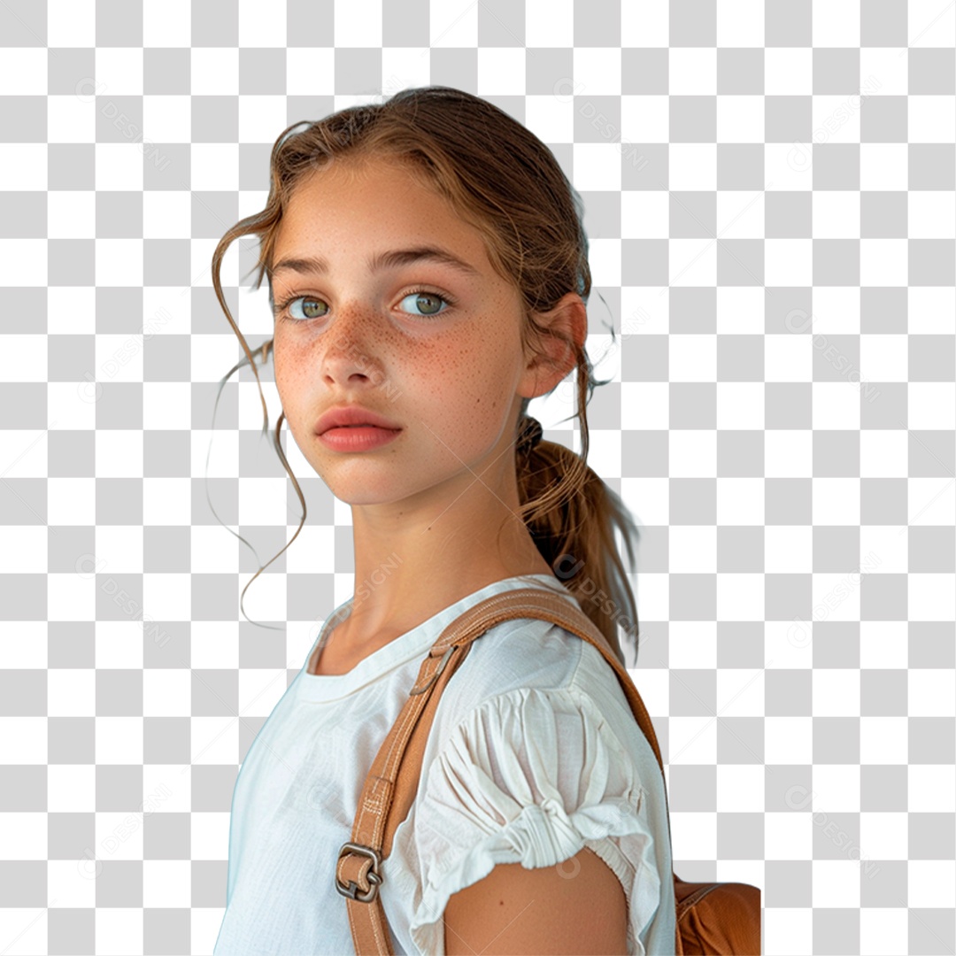 Menina com Mochila PNG Transparente