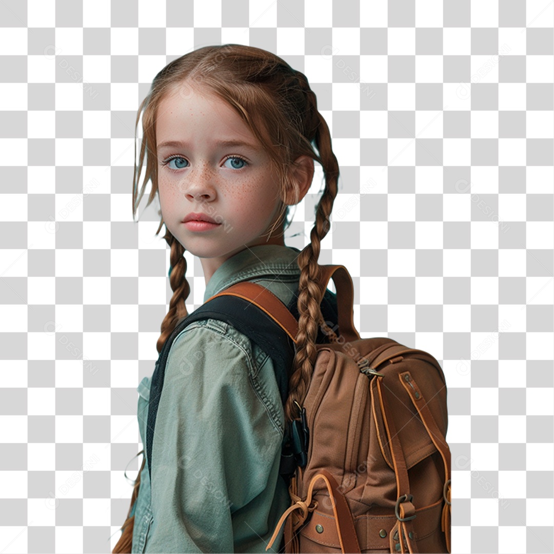 Menina com Mochila PNG Transparente