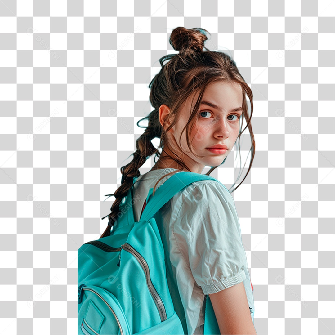 Menina com Mochila PNG Transparente
