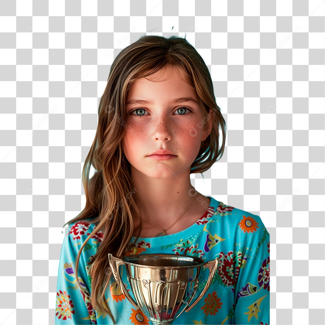 Menina Segurando Troféu PNG Transparente