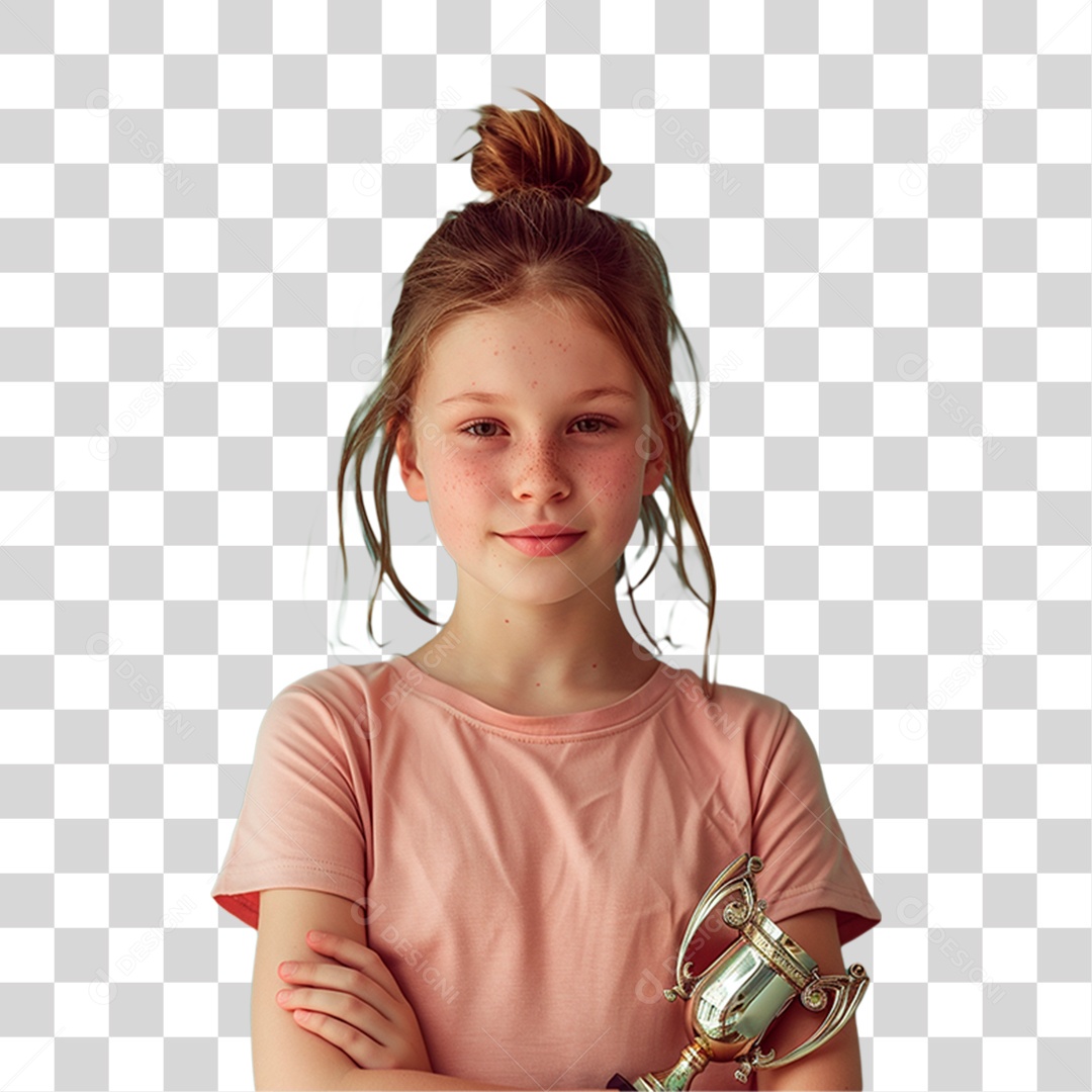 Menina Segurando Troféu PNG Transparente