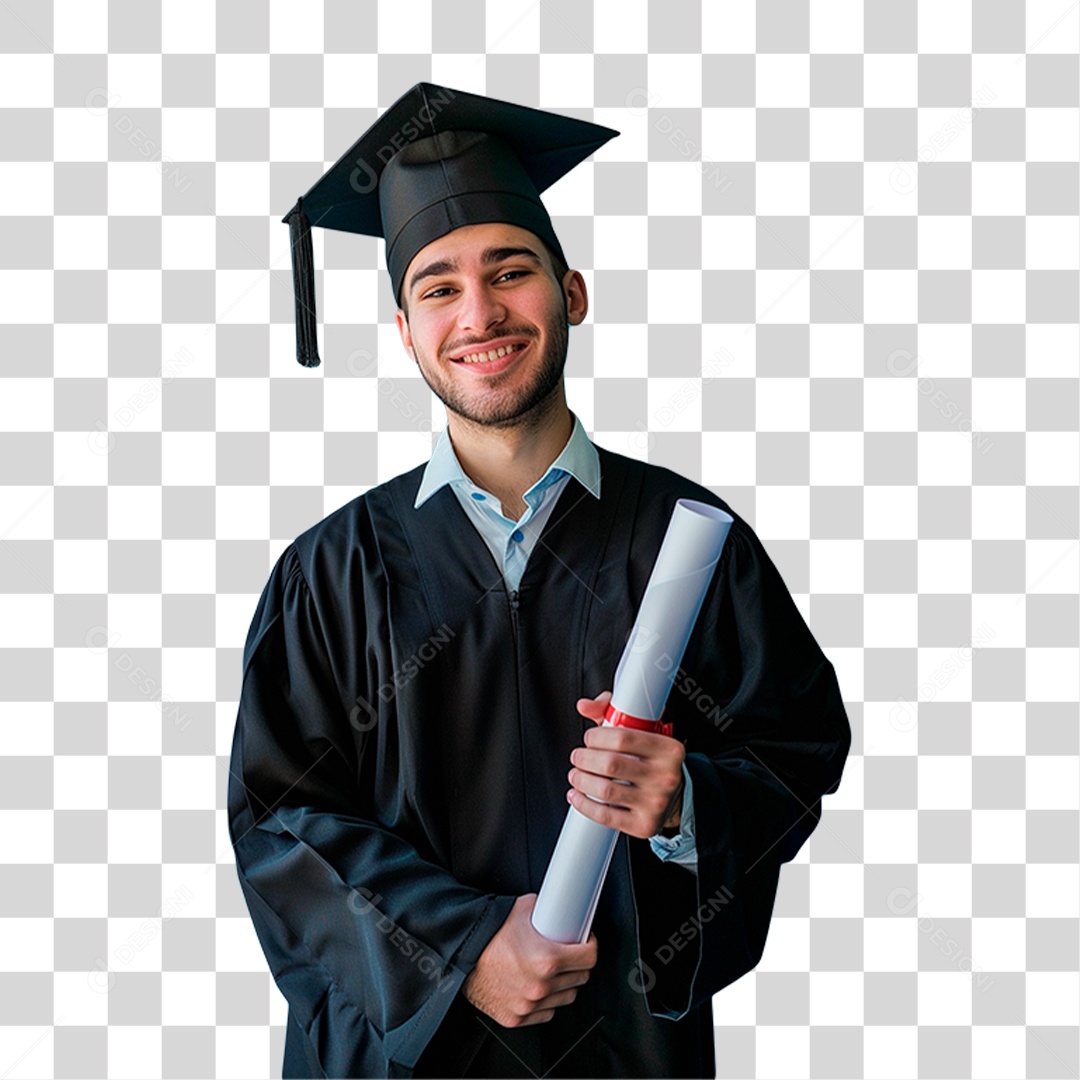 Estudante com Chapéu de Formatura PNG Transparente