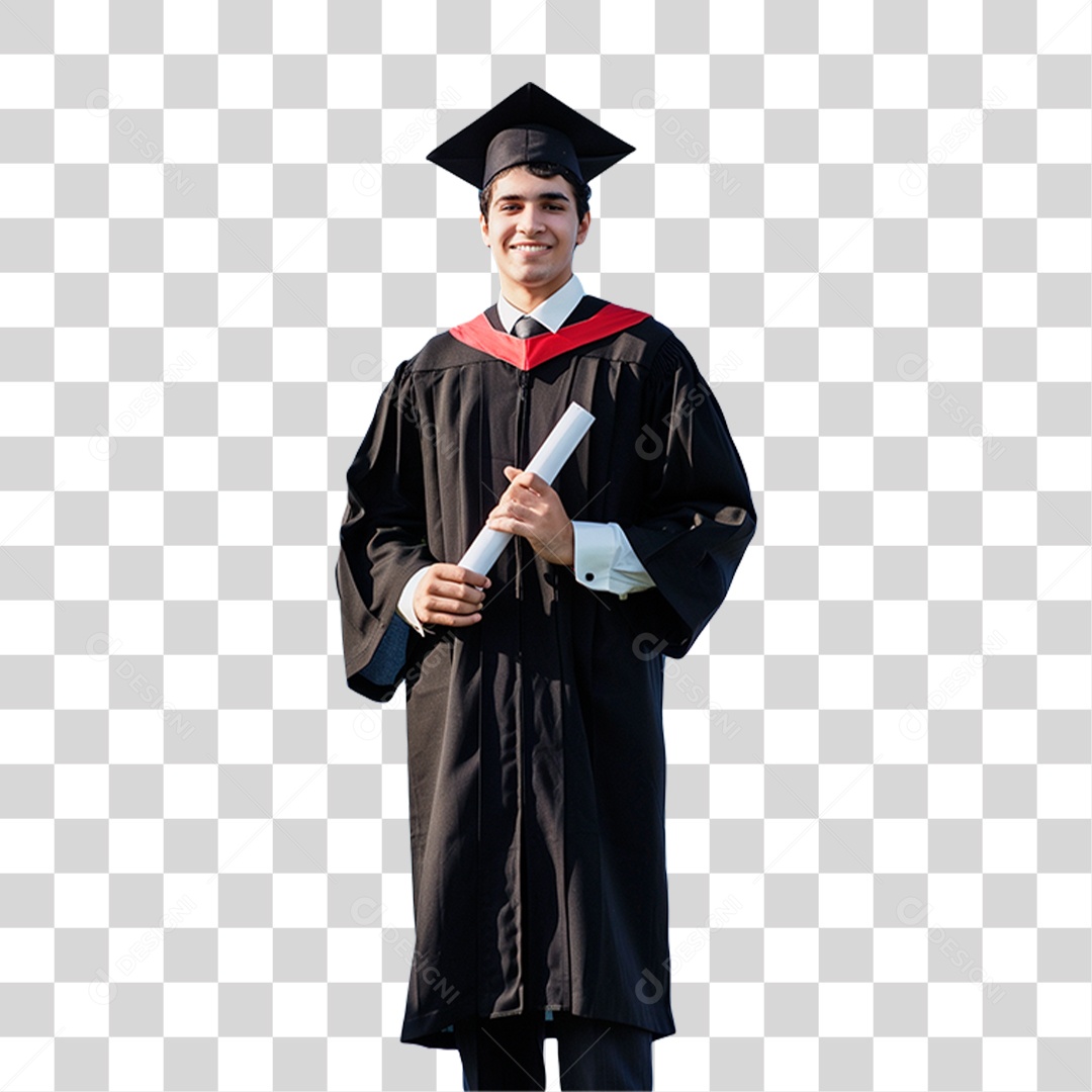Estudante com Chapéu de Formatura PNG Transparente