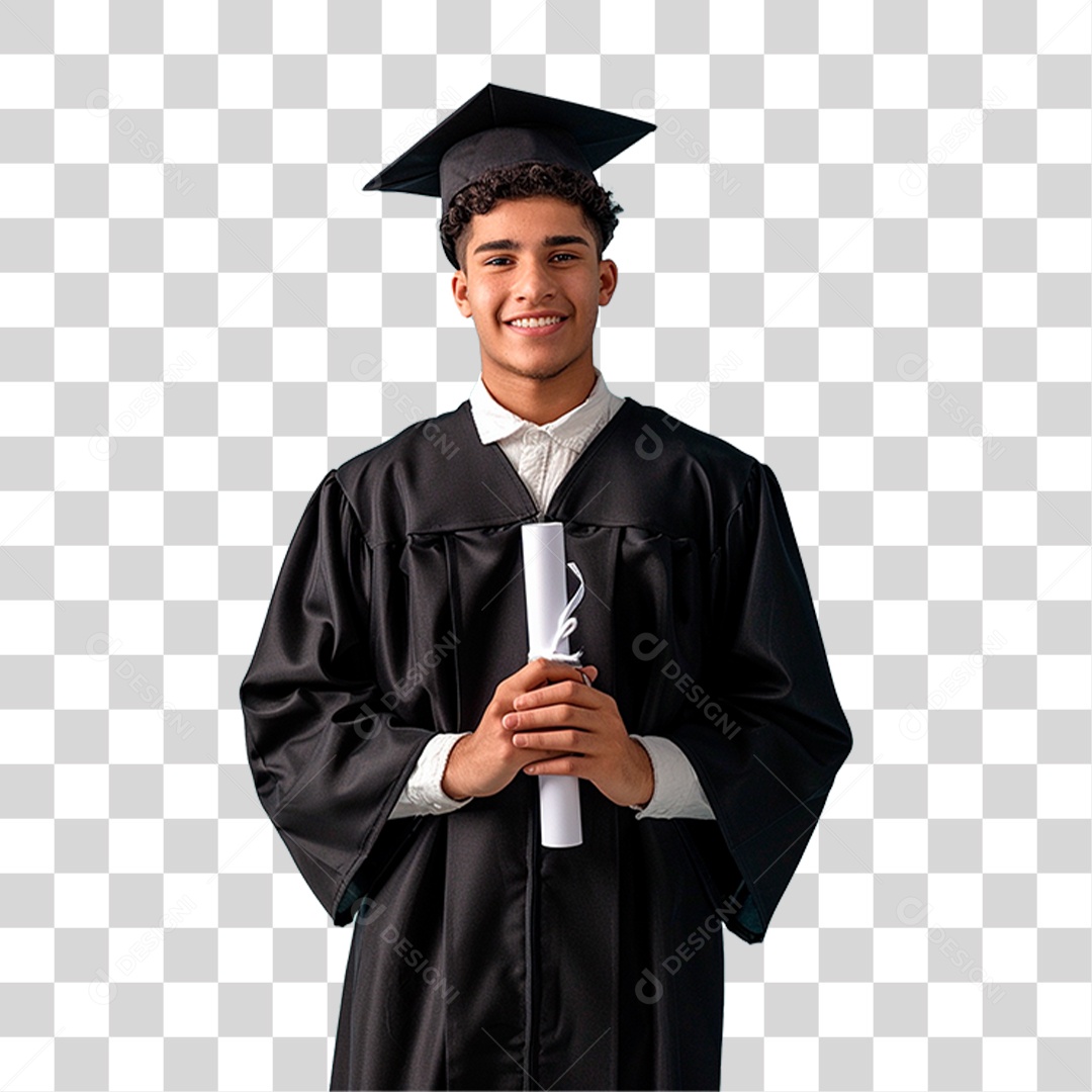 Estudante com Chapéu de Formatura PNG Transparente