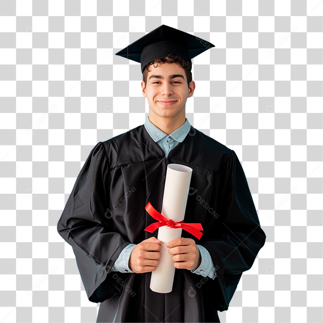 Estudante com Chapéu de Formatura PNG Transparente