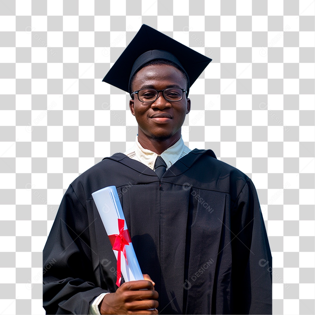 Estudante com Chapéu de Formatura PNG Transparente