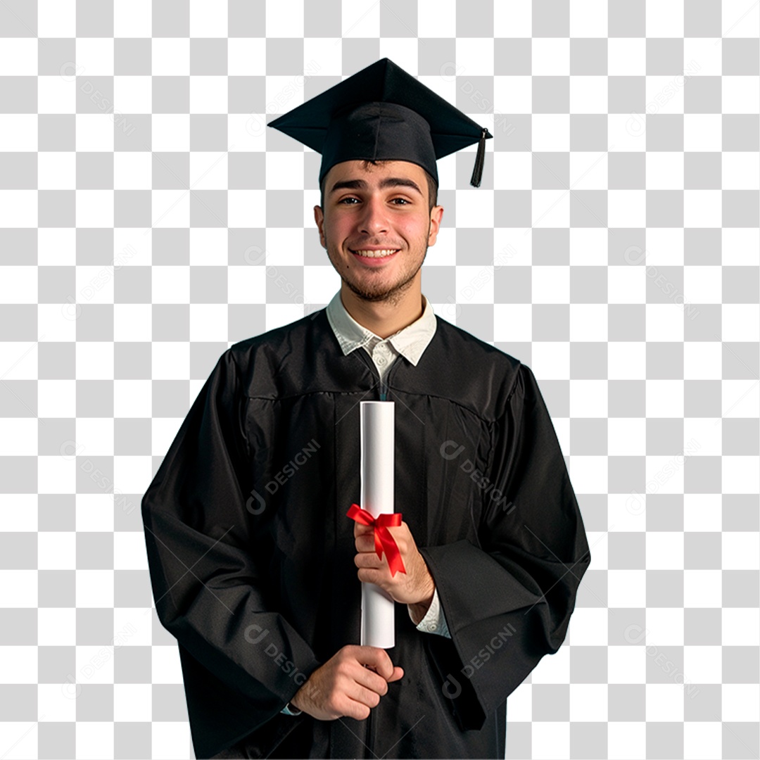 Estudante com Chapéu de Formatura PNG Transparente