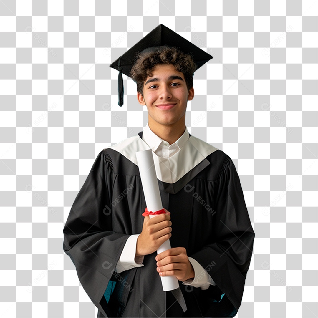 Estudante com Chapéu de Formatura PNG Transparente