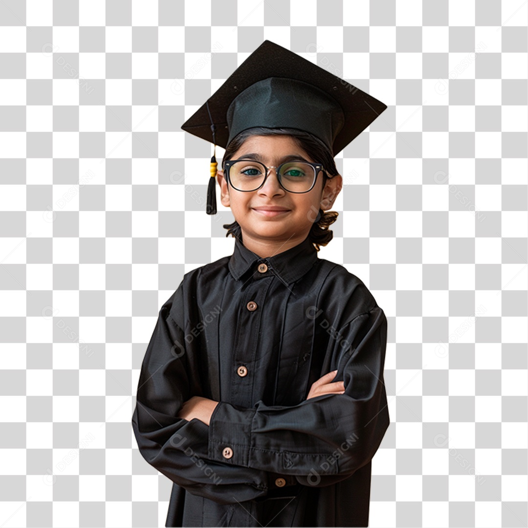 Estudante com Chapéu de Formatura PNG Transparente