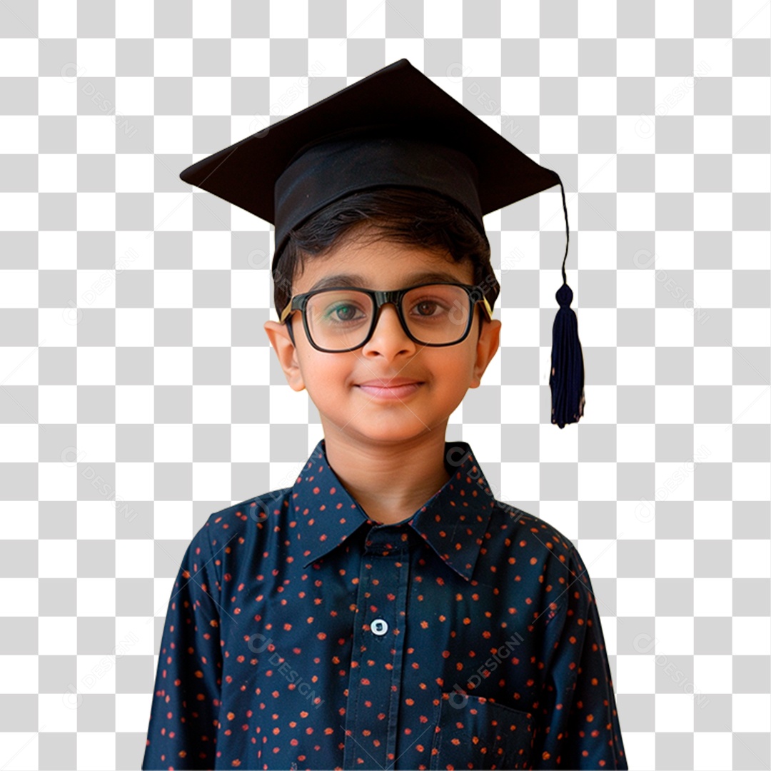 Estudante com Chapéu de Formatura PNG Transparente