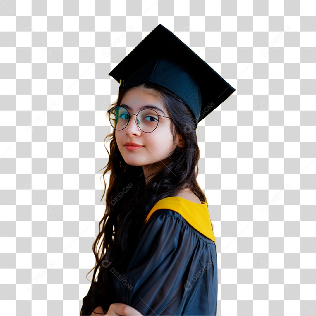 Estudante com Chapéu de Formatura PNG Transparente