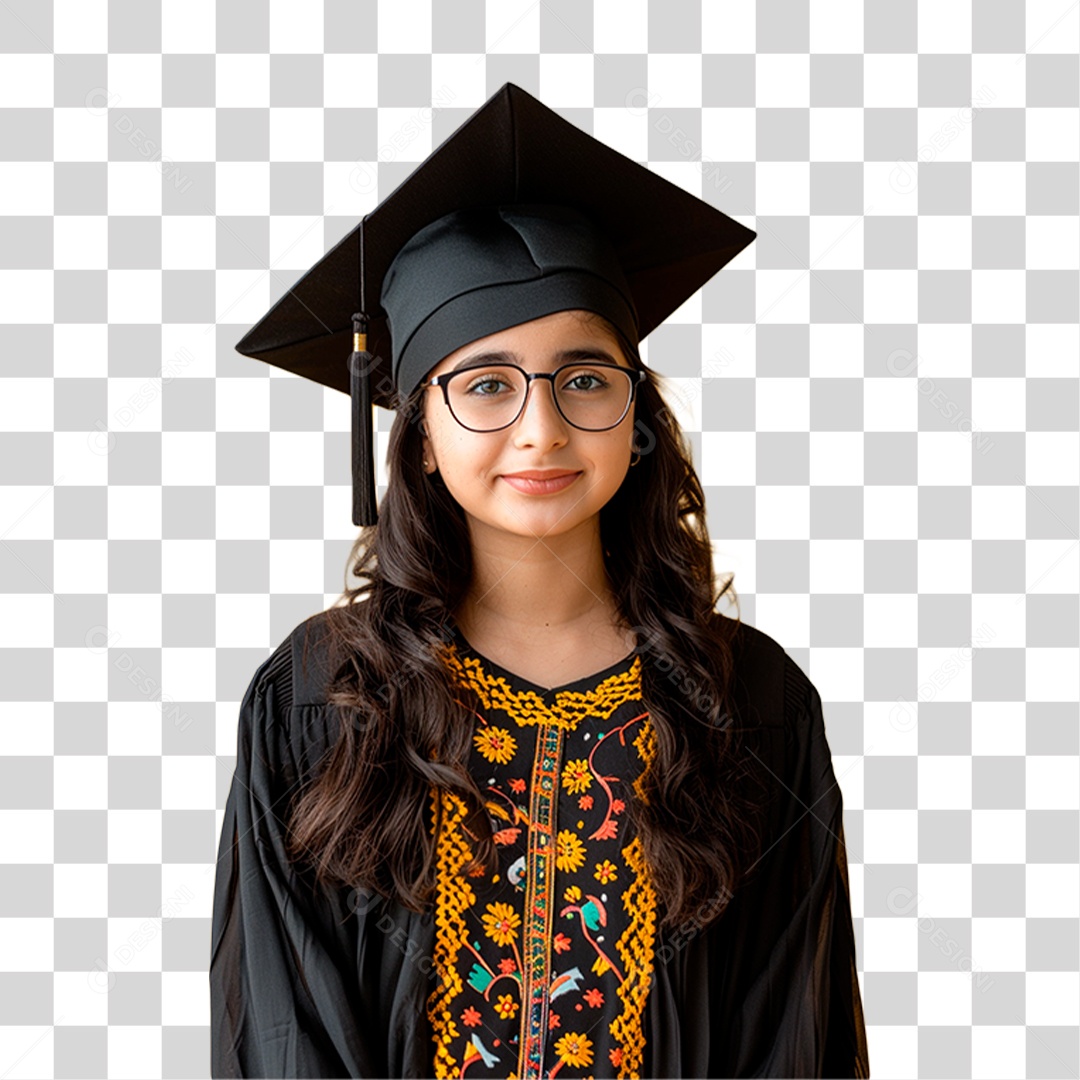Estudante com Chapéu de Formatura PNG Transparente