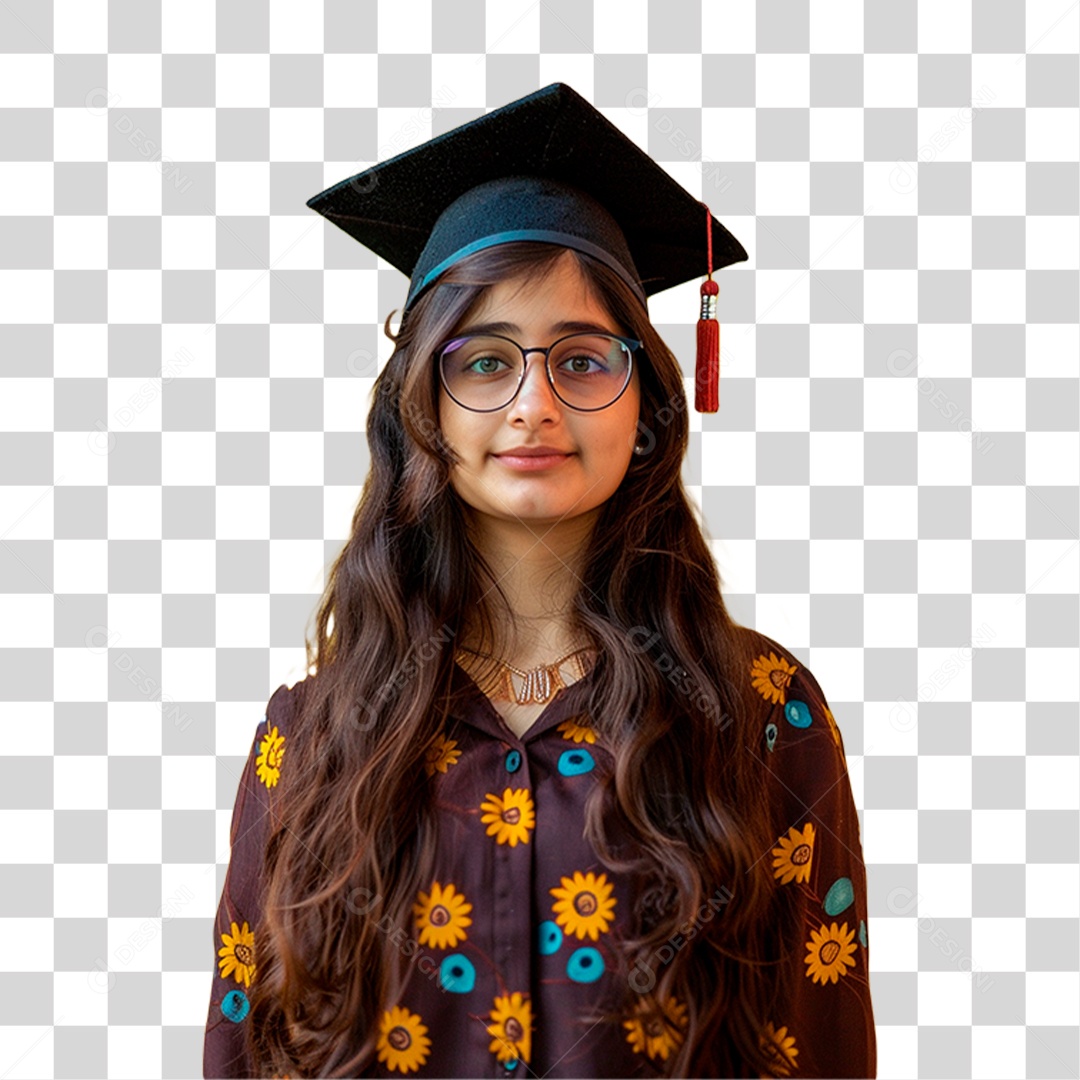 Estudante com Chapéu de Formatura PNG Transparente