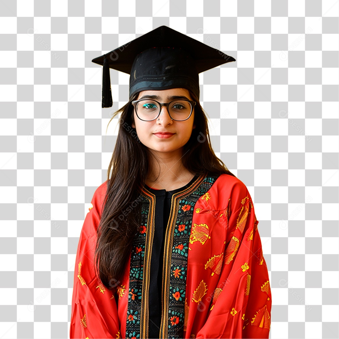 Estudante com Chapéu de Formatura PNG Transparente