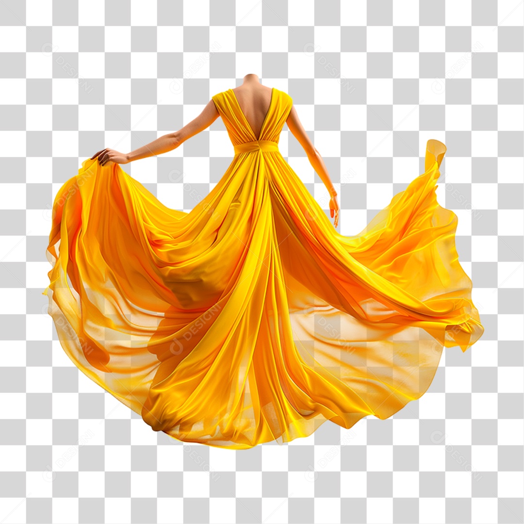 Manequim com Vertido Amarelo PNG Transparente