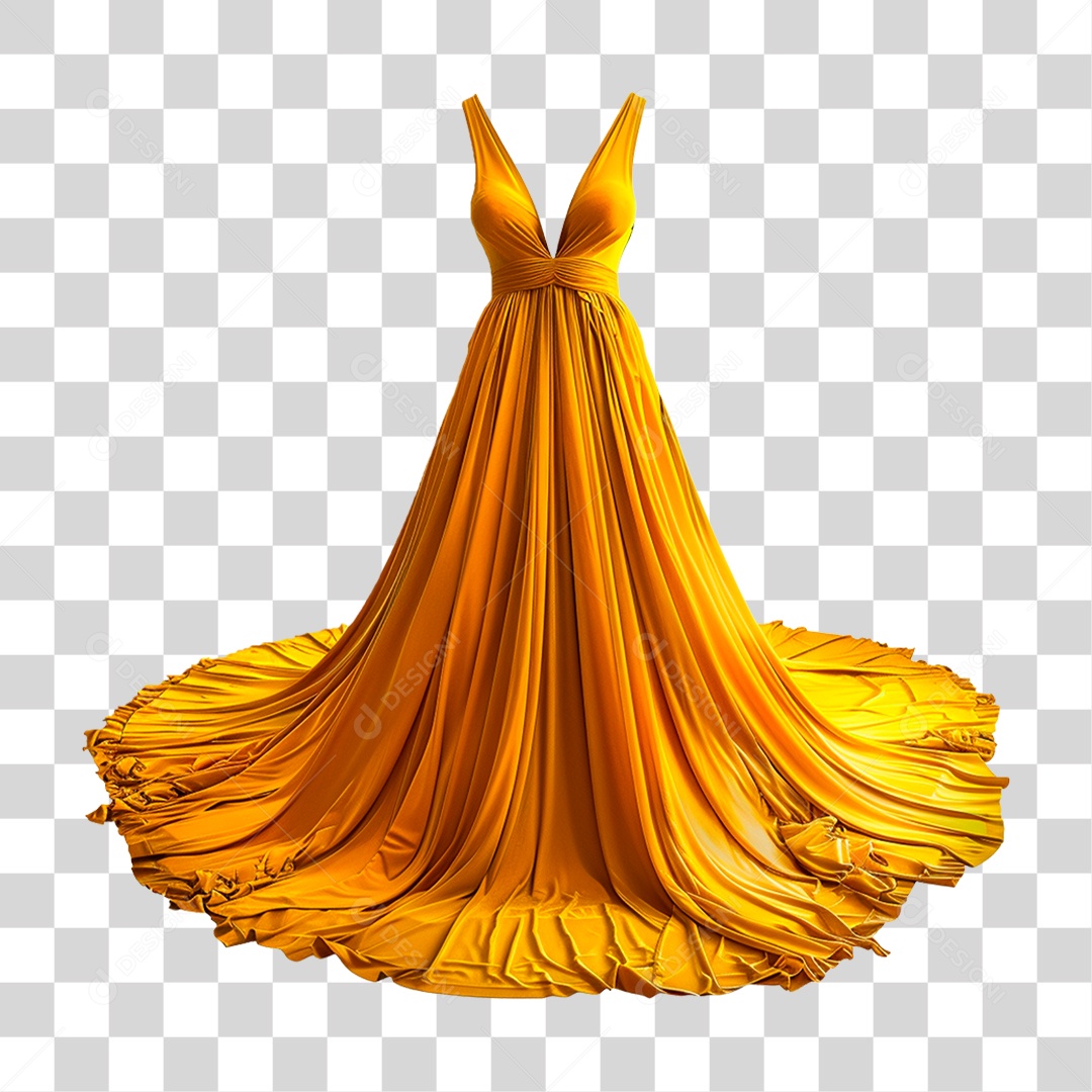 Vestido Amarelo PNG Transparente