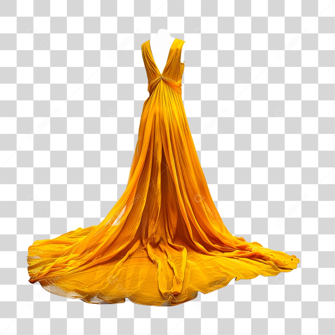 Vestido Amarelo PNG Transparente