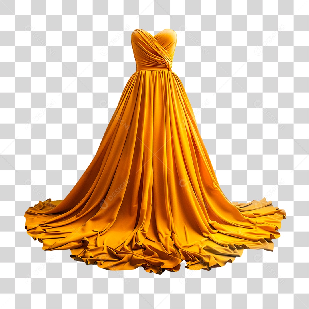 Vestido Amarelo PNG Transparente