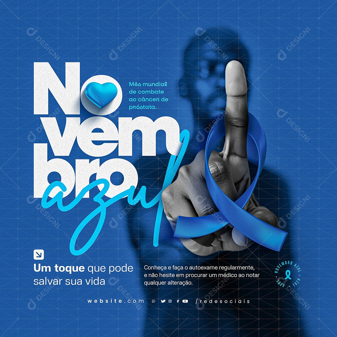 Novembro Azul Mês Mundial de Combate ao Câncer de Próstata Social Media PSD Editável