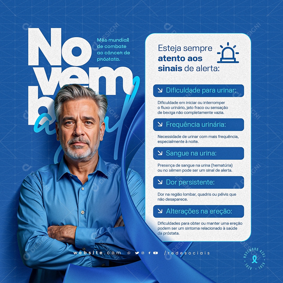 Novembro Azul Mês Mundial de Combate ao Câncer de Próstata Social Media PSD Editável