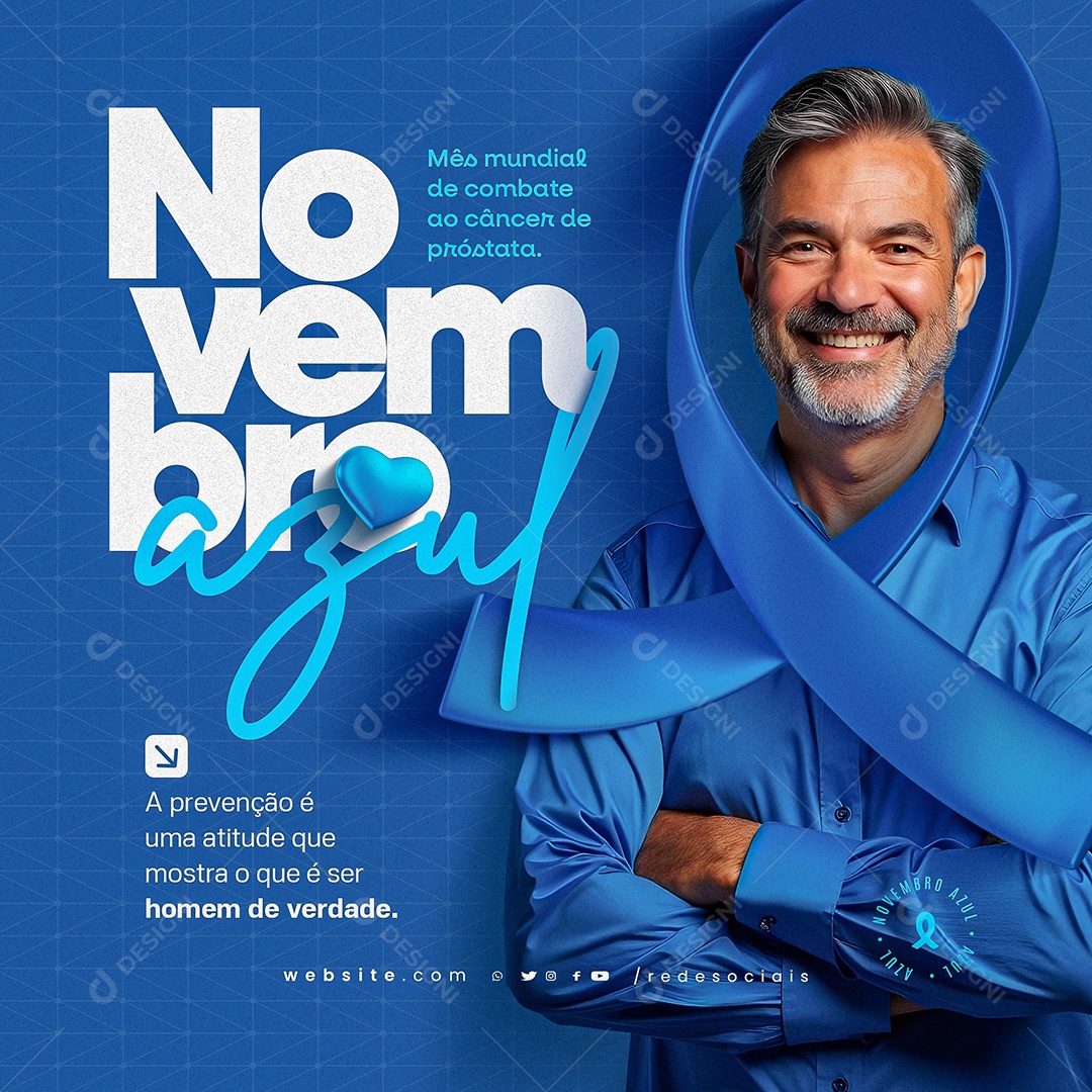Novembro Azul Mês Mundial de Combate ao Câncer de Próstata Social Media PSD Editável