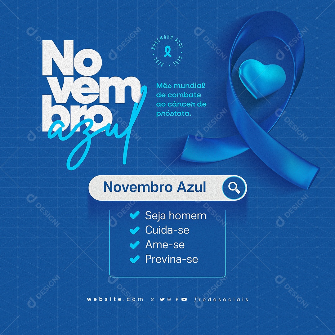 Novembro Azul Mês Mundial de Combate ao Câncer de Próstata Social Media PSD Editável