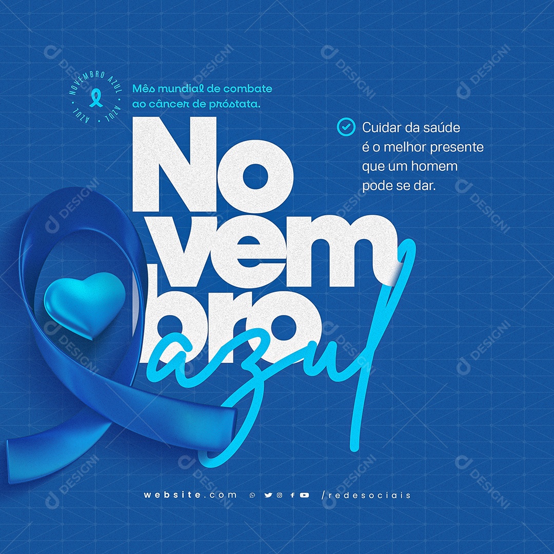 Novembro Azul Mês Mundial de Combate ao Câncer de Próstata Social Media PSD Editável