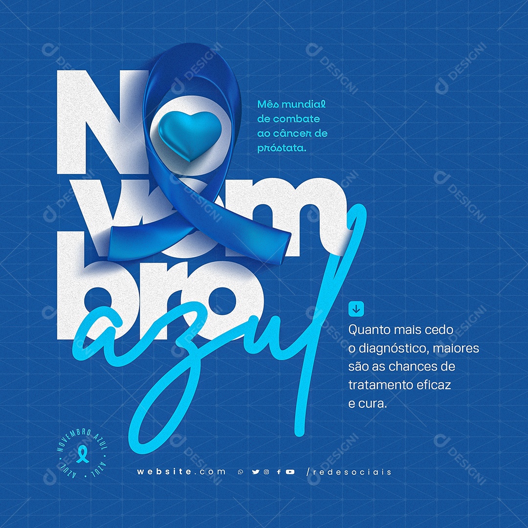 Novembro Azul Mês Mundial de Combate ao Câncer de Próstata Social Media PSD Editável