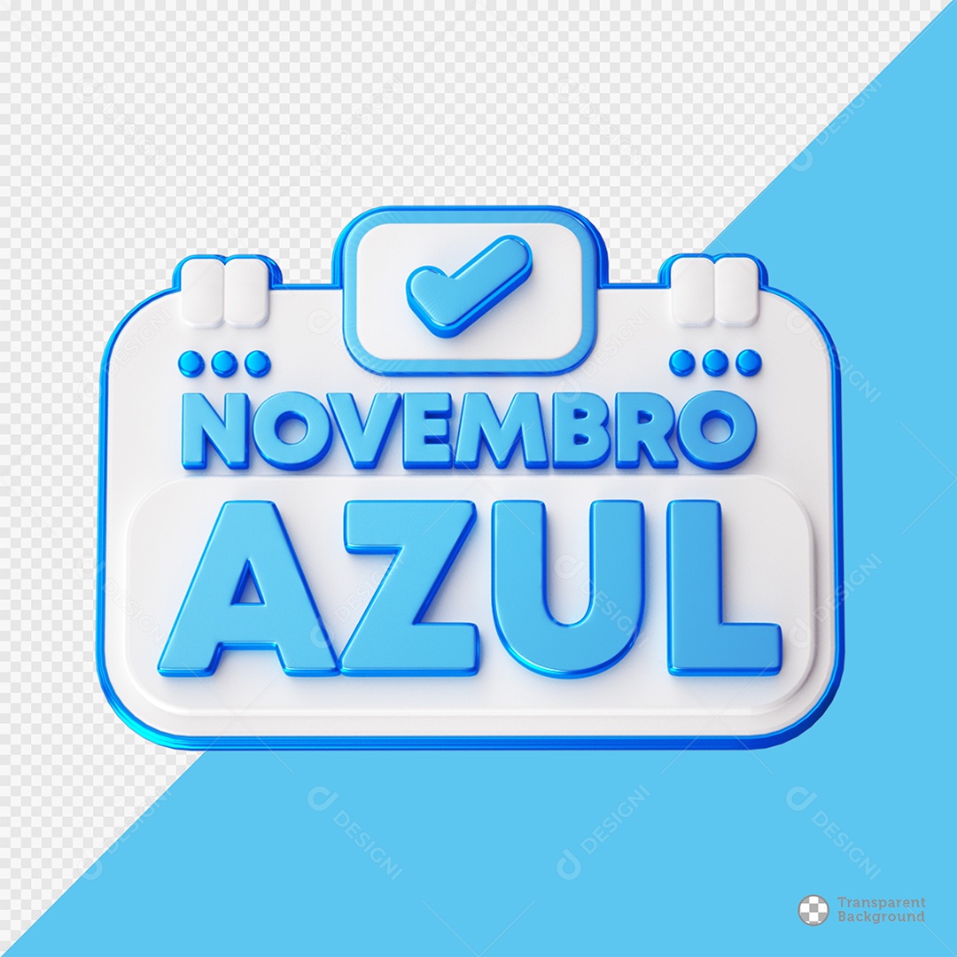 Selo 3D Novembro Azul para Composição PSD