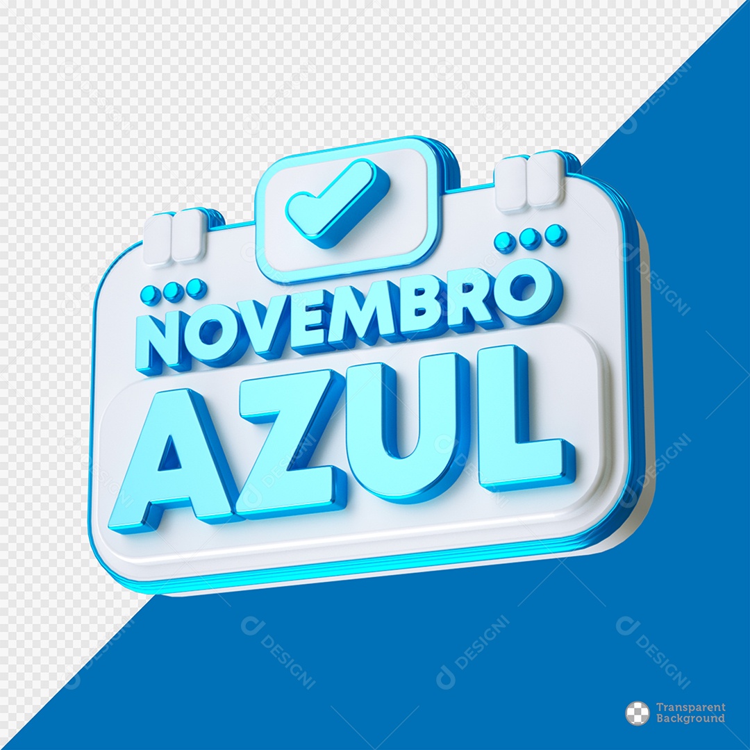 Selo 3D Novembro Azul para Composição PSD