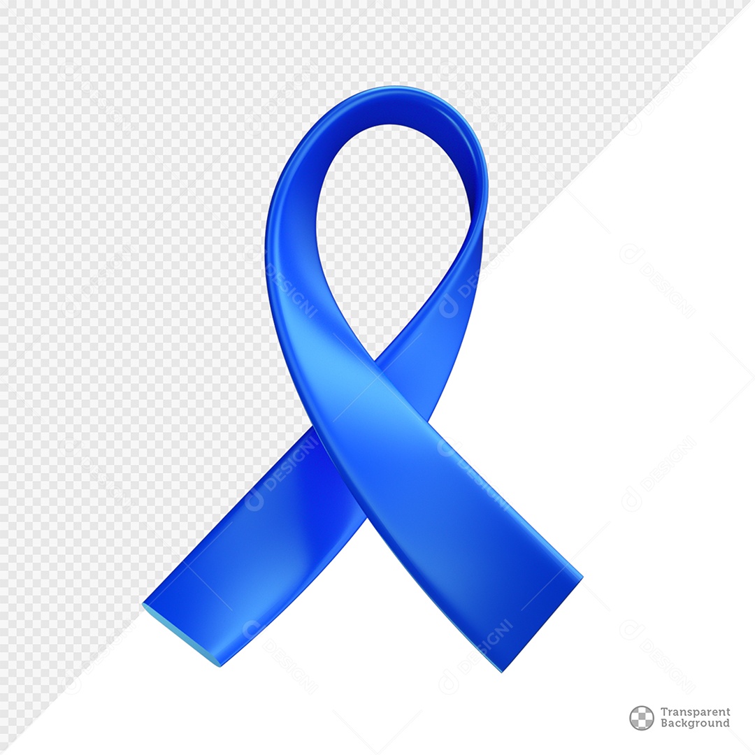 Elemento 3D Laço Fita Azul para Composição PSD