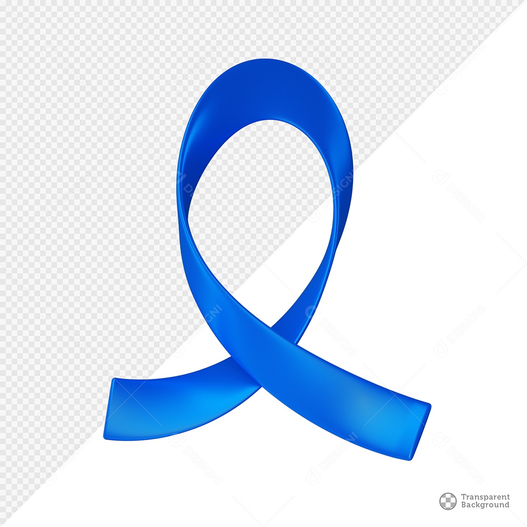 Elemento 3D Laço Fita Azul para Composição PSD
