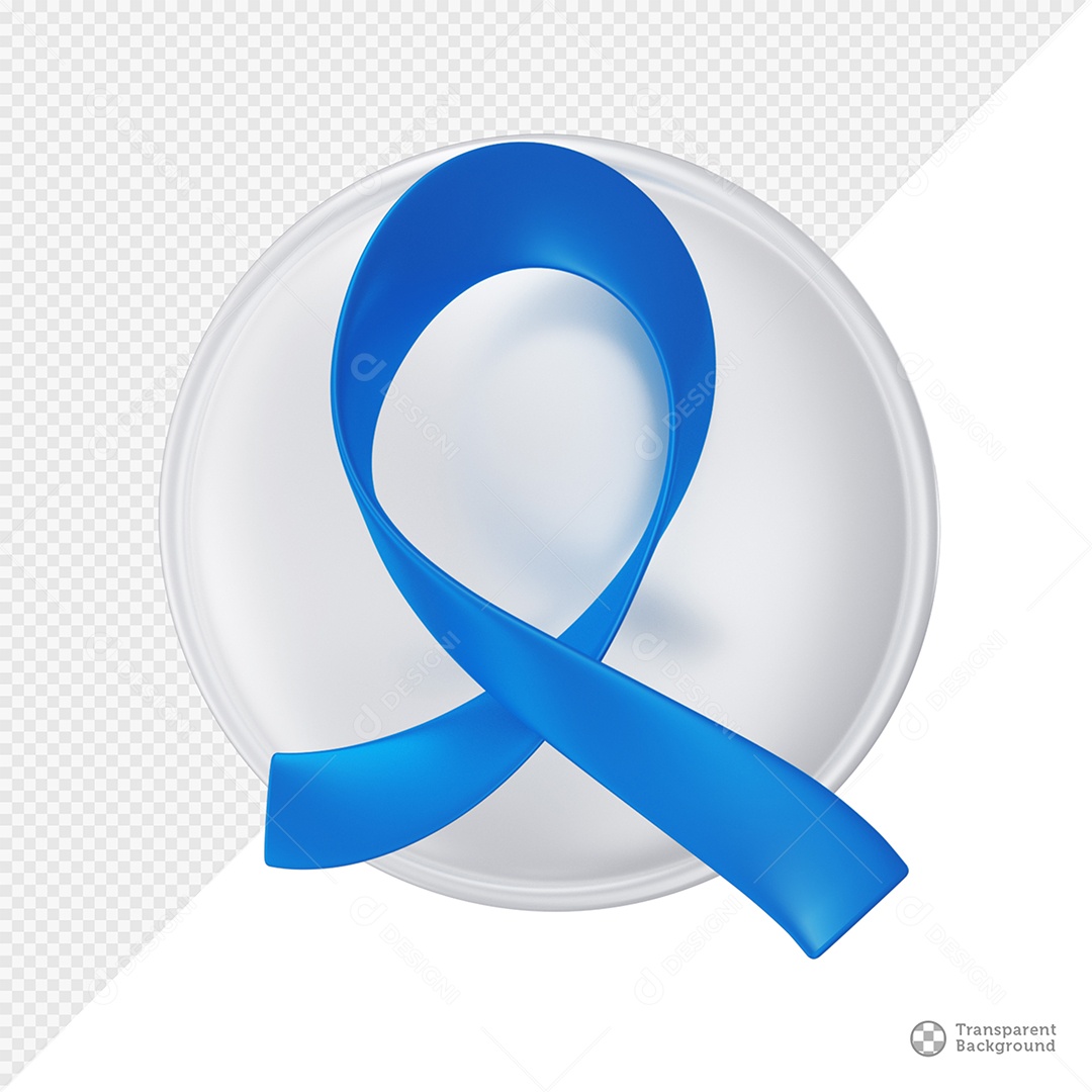 Elemento 3D Laço Fita Azul para Composição PSD